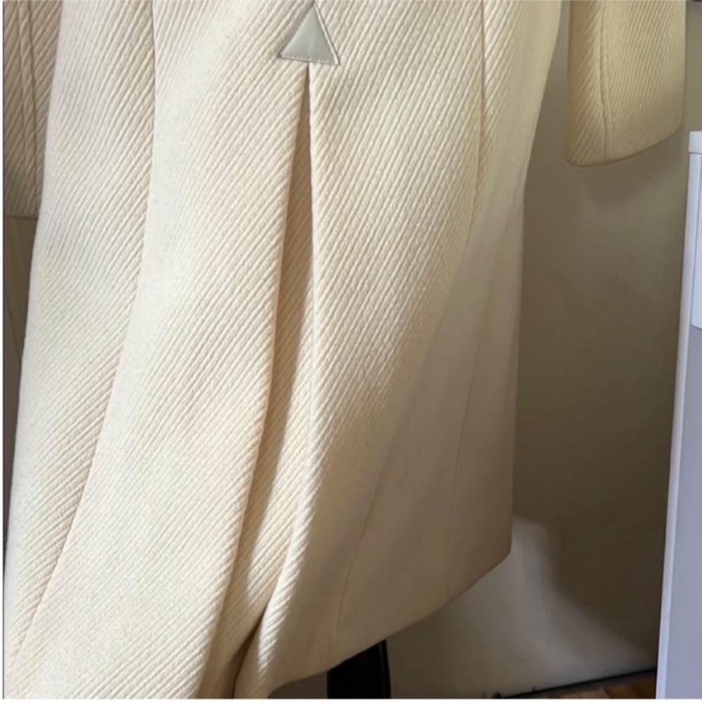 Mackage | Women’s Size S Cream Wool Coat with Leather Trim Accents + Belt - Picture 9 of 14